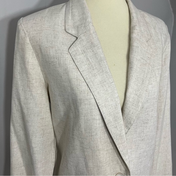 Vintage Linen Blazer Jacket Longline Jacket Neutral Spring Top Lightweight Layer - Picture 6 of 9